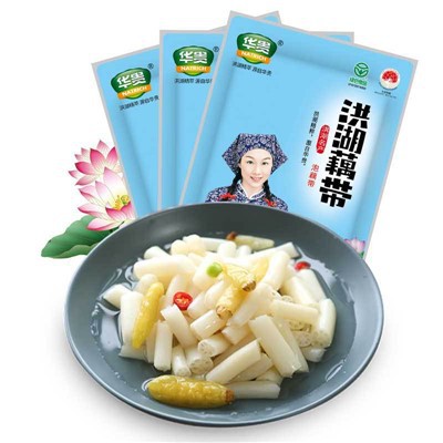 Saethiad Gwraidd Lotus wedi'i biclo - Hubei Speciality Spicy & Crispy Ready-i-Bwyta Siglen Ochr 400g